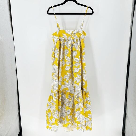 ZARA Printed Poplin DRESS TRF Yellow White Floral flowy vacation size M - Picture 2 of 8